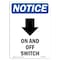 Signmission OSHA Sign, 10" H, Rigid Plastic, On And Off Switch Sign With Symbol, Portrait, V-16982 OS-NS-P-710-V-16982 - alternate 1